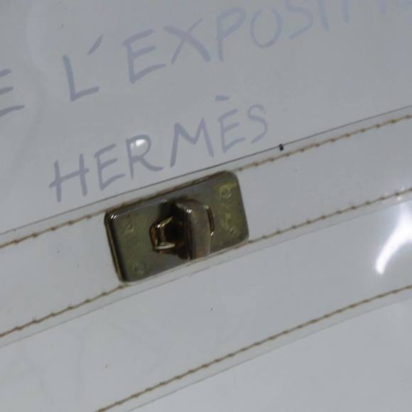 HERMES Vinyl Kelly Hand Bag Vinyl Clear Auth 79847 - Picture 14 of 16